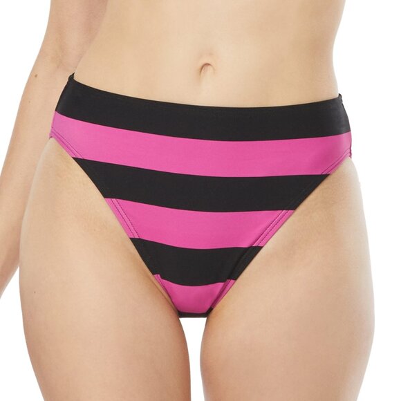 Michael Kors Striped High-Waisted Bikini Bottoms - Picture 1 of 9